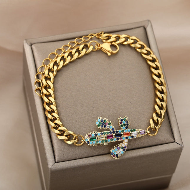 Souffle Bracelet | Gold Zirconia Spaceship Bracelet - Gold - Bracelets