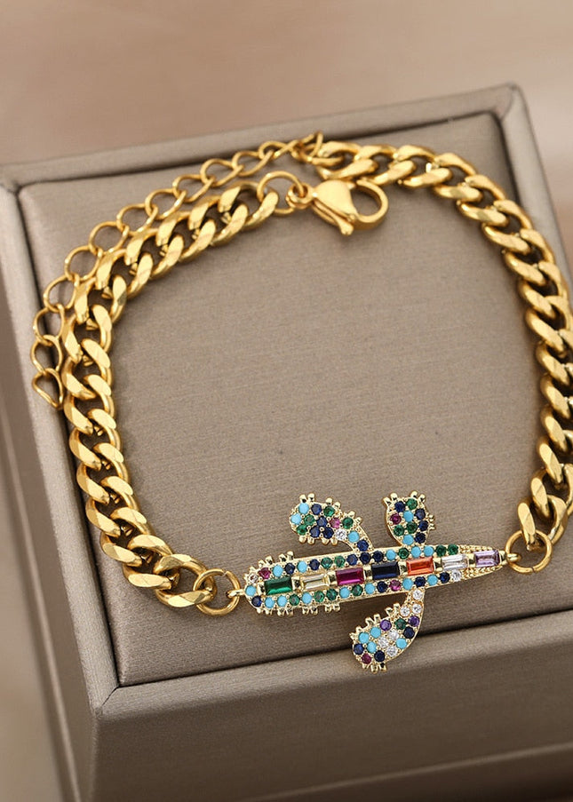 Souffle Bracelet | Gold Zirconia Spaceship Bracelet - Gold - Bracelets