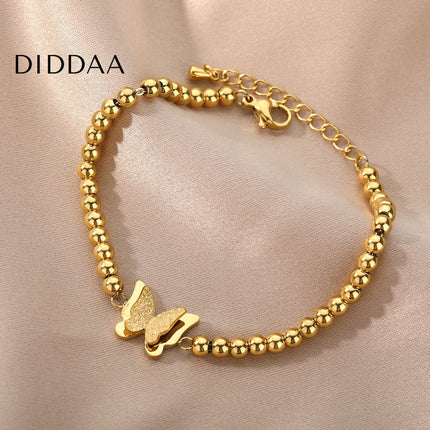 Soule Bracelet | Gold Beaded Butterfly Women’s Bracelet - Gold - Bracelets