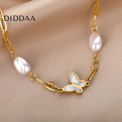 Souvent Bracelet | Gold Pearl Butterfly Simple Bracelet - Gold - Bracelets