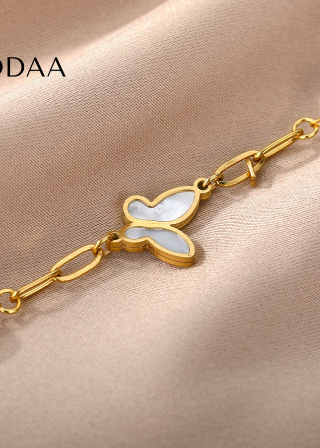 Souvent Bracelet | Gold Pearl Butterfly Simple Bracelet - Gold - Bracelets