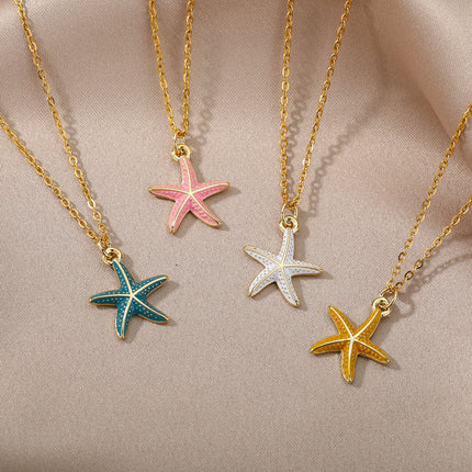 SOUVOIR 14K Gold Plated Necklaces Starfish Pendant Necklace | Gold Starfish Animal Chain