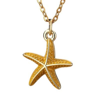 Starfish Pendant Necklace | Gold Starfish Animal Chain