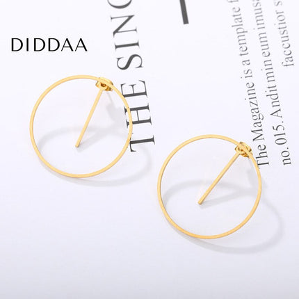 Statement Earrings | Gold Large Circular Drop Earrings - Earrings