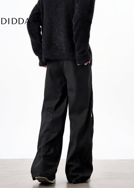 Striped Loose Fit Casual Pants with Side Zipper Design - Unisex Sweatpants