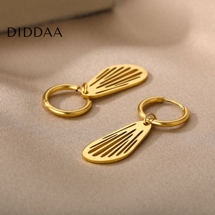 Sudan Earrings | Gold Simple Hoop Drop Earrings - Earrings