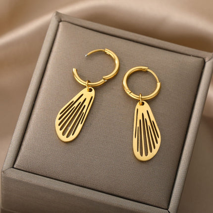 Sudan Earrings | Gold Simple Hoop Drop Earrings - Gold - Earrings
