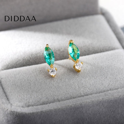 Suffait Earrings | Gold Emerald Zirconia Cute Stud Earrings - Earrings