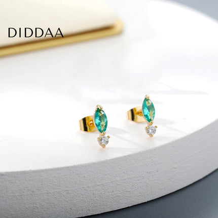 Suffait Earrings | Gold Emerald Zirconia Cute Stud Earrings - Earrings