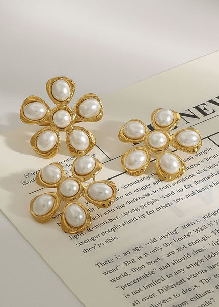 Jieding European and American titanium steel pearl stud earrings, light luxury high-end earrings, earrings, cross-border stainless steel jewelry