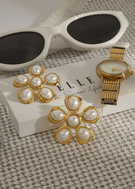 Jieding European and American titanium steel pearl stud earrings, light luxury high-end earrings, earrings, cross-border stainless steel jewelry