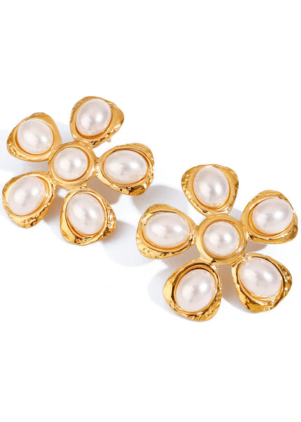 Jieding European and American titanium steel pearl stud earrings, light luxury high-end earrings, earrings, cross-border stainless steel jewelry