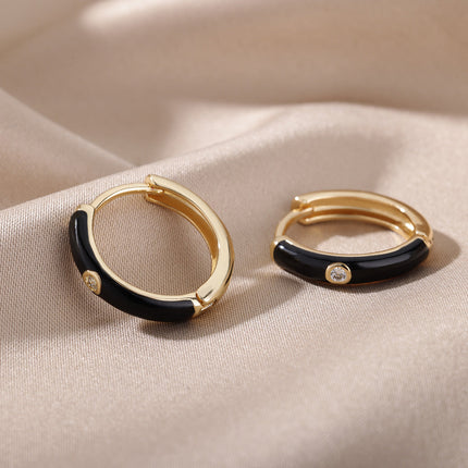 SOUVOIR 14K Gold Plated, Zirconia Earrings Tobago Earrings | Gold White Zirconia Hoop Earrings
