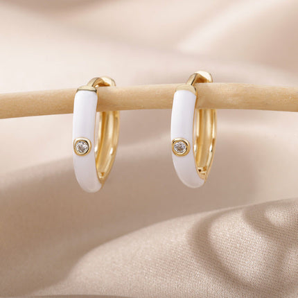 SOUVOIR 14K Gold Plated, Zirconia Earrings Tobago Earrings | Gold White Zirconia Hoop Earrings