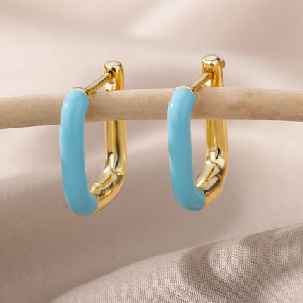 SOUVOIR Blue 14K Gold Plated, Zirconia Earrings Trinidad Earrings | Gold Clip Purple Hoop Earrings
