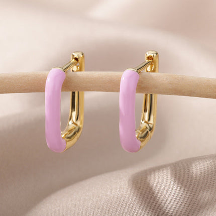 SOUVOIR 14K Gold Plated, Zirconia Earrings Trinidad Earrings | Gold Clip Purple Hoop Earrings