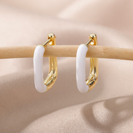 SOUVOIR White 14K Gold Plated, Zirconia Earrings Trinidad Earrings | Gold Clip Purple Hoop Earrings