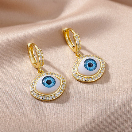 SOUVOIR 14K Gold Plated, Zirconia Earrings Valhalla Earrings | Gold Zirconia Evil Eye