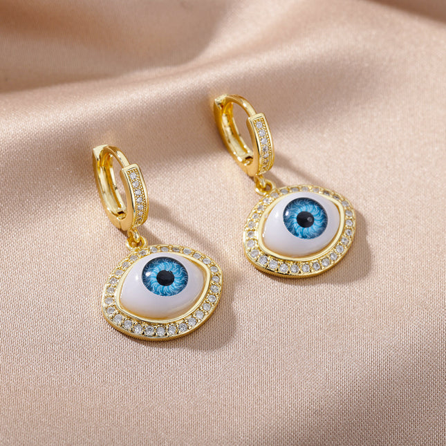 SOUVOIR 14K Gold Plated, Zirconia Earrings Valhalla Earrings | Gold Zirconia Evil Eye