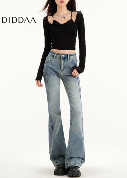 Vintage Blue High-Waisted Bootcut Jeans Women’s Spring 2025 - Women’s Jeans