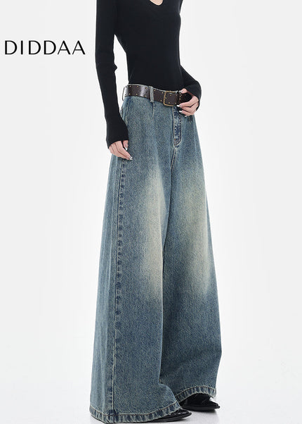 Vintage Blue Loose Fit Wide-Leg Jeans for Women - Women’s Jeans