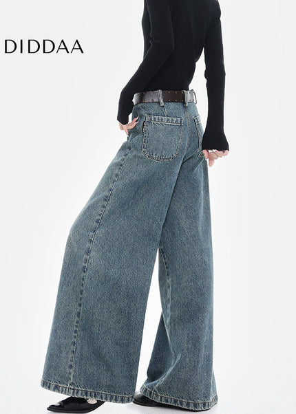 Vintage Blue Loose Fit Wide-Leg Jeans for Women - Women’s Jeans