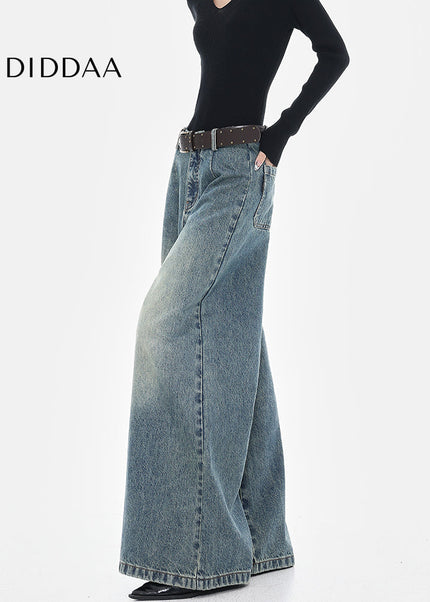 Vintage Blue Loose Fit Wide-Leg Jeans for Women - Women’s Jeans