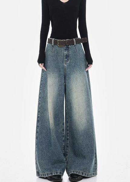 Vintage Blue Loose Fit Wide-Leg Jeans for Women - Women’s Jeans