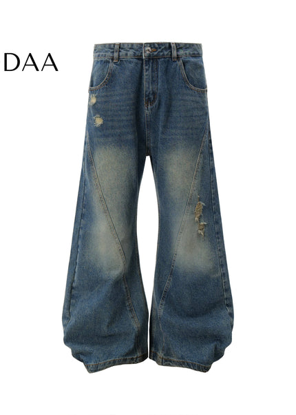 Vintage Blue Ripped Bootcut Jeans for Men and Women - S / Blue - Women’s Jeans