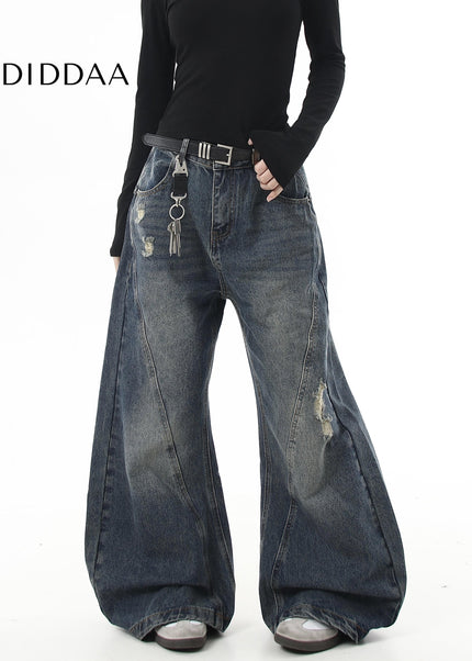 Vintage Blue Ripped Bootcut Jeans for Men and Women - Women’s Jeans