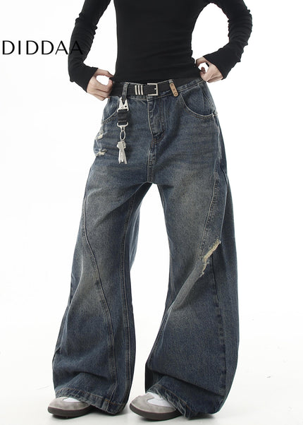 Vintage Blue Ripped Bootcut Jeans for Men and Women - Women’s Jeans