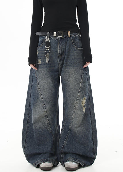 Vintage Blue Ripped Bootcut Jeans for Men and Women - Women’s Jeans