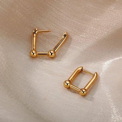 Visone Earrings | Gold Rectangle Hoop Earrings