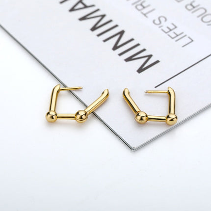 Visone Earrings | Gold Rectangle Hoop Earrings