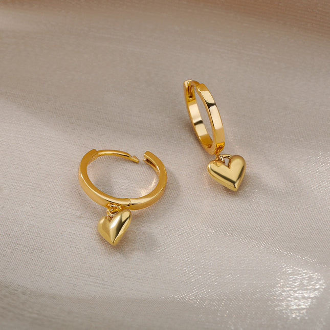 Warmly Earrings | Gold Small Heart Hoop Earrings