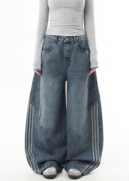 Washed Black Deconstructed Wide Leg Jeans for Men and Women - Women’s Jeans