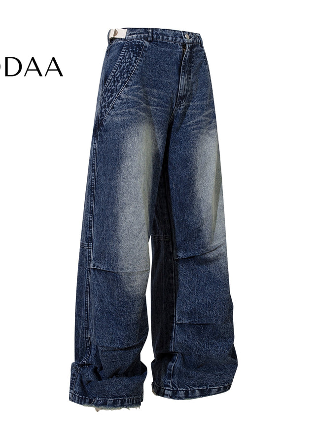 Washed Black Loose Fit Wide Leg Jeans for Men and Women - M / Blue - Women’s Jeans