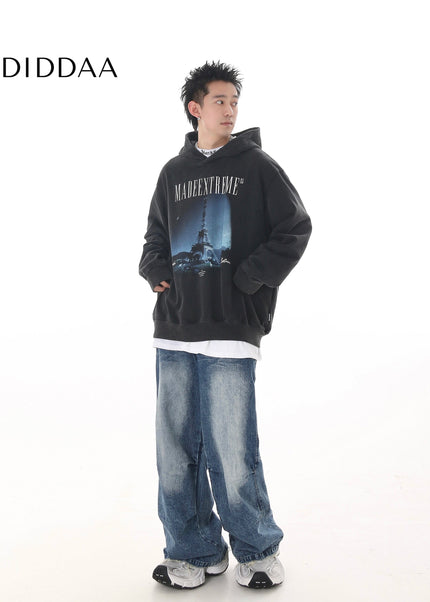 Washed Black Loose Fit Wide Leg Jeans for Men and Women - Women’s Jeans