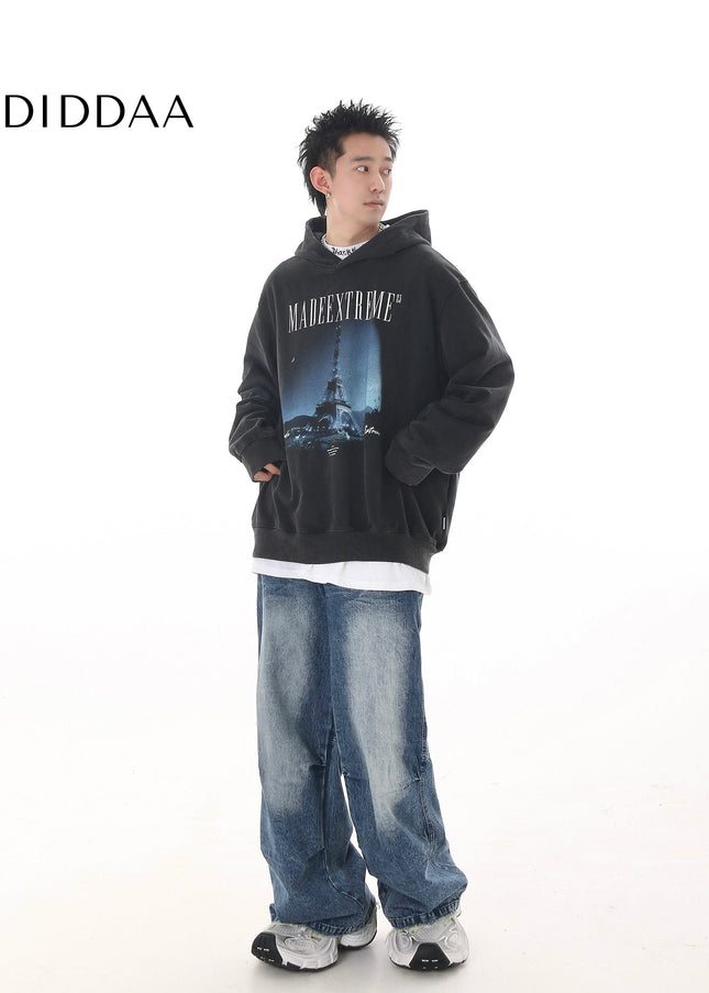 Washed Black Loose Fit Wide Leg Jeans for Men and Women - Women’s Jeans