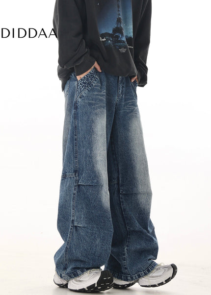 Washed Black Loose Fit Wide Leg Jeans for Men and Women - Women’s Jeans