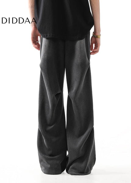 Washed Blue Loose Fit Straight Pants for Men - Unisex Sweatpants