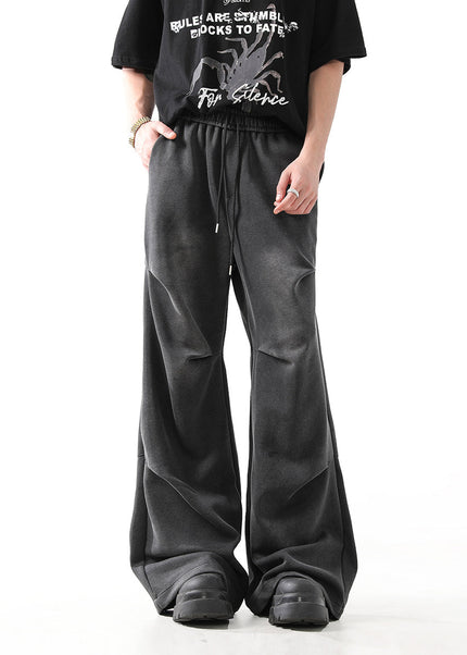 Washed Blue Loose Fit Straight Pants for Men - Unisex Sweatpants