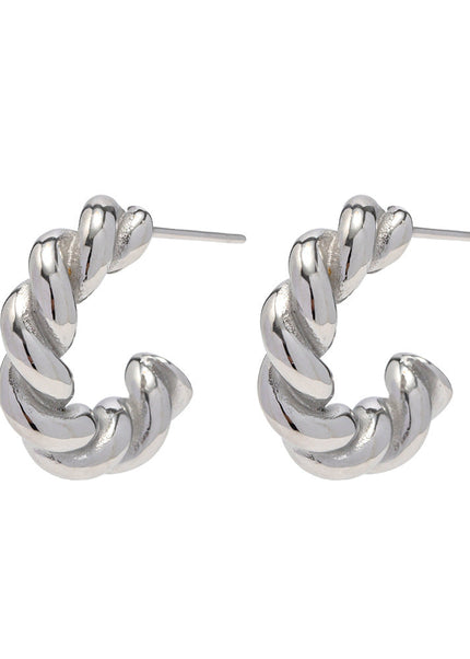 European and American ins cross-border hot steel color ladies twist spiral spiral hoop earrings stainless steel earrings