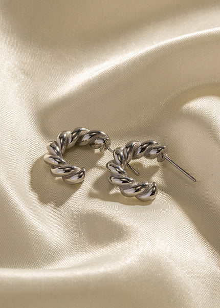 European and American ins cross-border hot steel color ladies twist spiral spiral hoop earrings stainless steel earrings