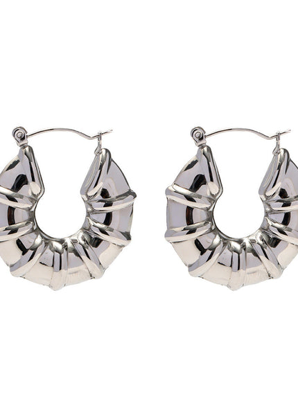 INS European and American new titanium steel earrings women's fashion versatile stainless steel winding hoops retro hollow earrings earrings