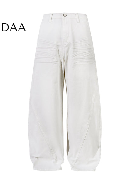 White Deconstructed Wide Leg Jeans for Men and Women - S / White - Women’s Jeans