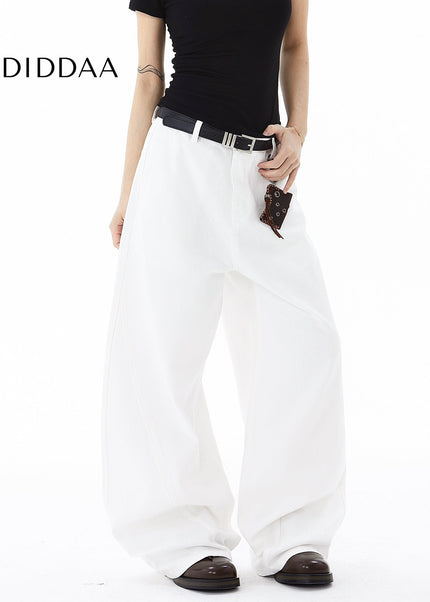 White Deconstructed Wide Leg Jeans for Men and Women - Women’s Jeans