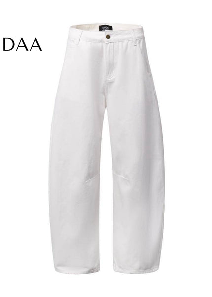 White Loose Fit Premium Scimitar Jeans for Men and Women - S / White - Women’s Jeans