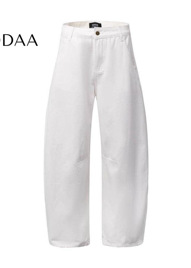 White Loose Fit Premium Scimitar Jeans for Men and Women - S / White - Women’s Jeans