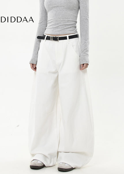 White Loose Fit Premium Scimitar Jeans for Men and Women - Women’s Jeans